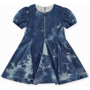 Vestido tejano tie dye con manga corta globo