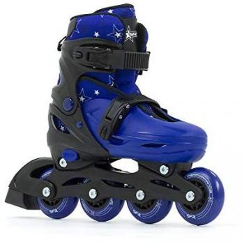 Patines en Línea SFR Plasma Ajustables Unisex Infantil y Juventud, Tallas 33-37, Color Negro/Azul