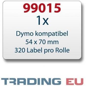 1x Etiqueta compatible con Dymo 99015 54 x 70 mm 320 etiquetas por rollo