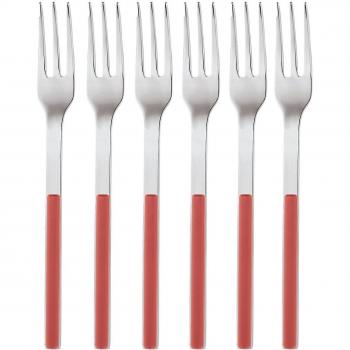 Sambonet Elba Red-Juego de tenedores de postre de colores monobloque de acero inoxidable 18/10, 6 piezas, color rojo, tenedores dulces