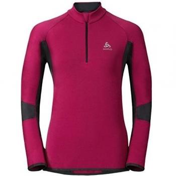 Odlo Midlayer 1/2 Zip dioxide Roll Cuello M. RV LG.Pulsera Da, otoño/invierno, mujer, color Sangria - Graphite Grey, tamaño M