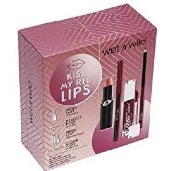 Wet n Wild, Kiss My Red Lips Makeup Set, Makeup Kit with Lip Liners and Lipsticks, with Vitamin E and Hyaluronic Acid, Gift for Girls