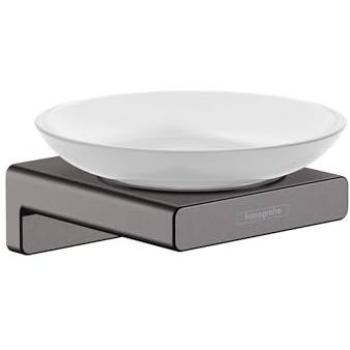 Jabonera Hansgrohe AddStoris - Soporte de vidrio y metal en cromo negro cepillado 41746340