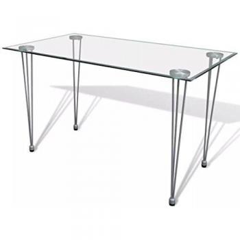 Mesa de comedor con tablero de vidrio transparente