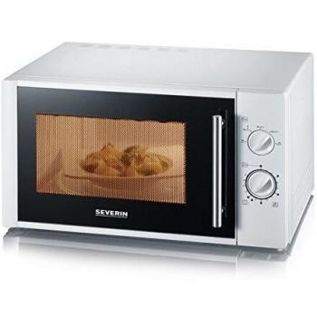 SEVERIN Microondas para descongelar y calentar, microondas analógico con plato giratorio para distribuir uniformemente el calor, microondas blanco, MW 7873