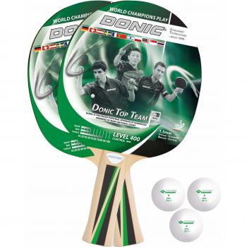 Set de Tenis de Mesa Donic Schildkröt Top Team 400 con Bolsa de Transporte, Unisex, Incluye 2 Palas y Pelotas