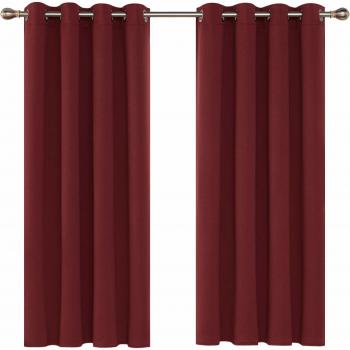 Deconovo Opaca Cortina Térmica Aislante y Ruido Reducción con Ojales 2 Piezas 117 x 138 cm Rojo