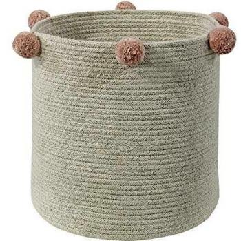 Cesta de Algodón con Pompones Lorena Canals, 30 x 30 cm, Natural/Beige