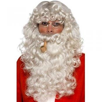 Kit de Papá Noel Gris Peluca Barba Gafas y Pipa