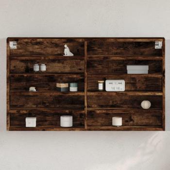 Vitrina de madera de ingeniería 100x15x58 cm en Blanco, Negro y Roble Sonoma - Mueble de Almacenaje Estantería para Oficina, Estudio, Dormitorio - Librería/Mueble de Almacenamiento