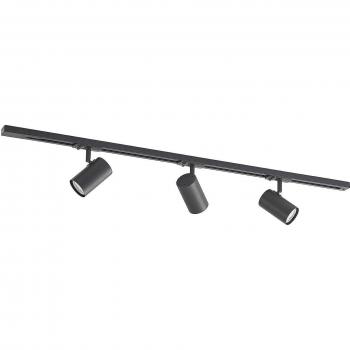 Sistema de riel monofásico Lindby con 3 luces GU10, color negro, material de metal