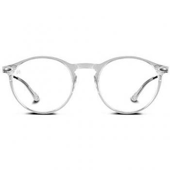 Nooz Optics - Gafas contra la luz azul sin corrección Hombre y Mujer para Ordenador, Smartphone, Gaming o Televisión - Forma Redonda - Color Crystal - Colección Cruz