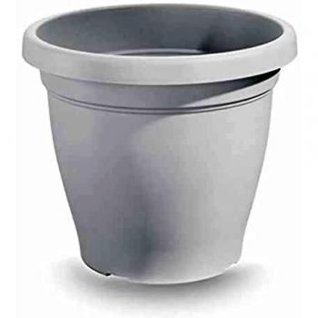 Vaso Verona Blanco 20 cm con Sottovaso y Tierra para Jardín Interior y Exterior