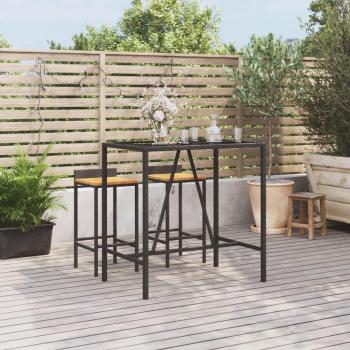 High Table Bar with Black Glass Top 110x70x110 cm Poly Rattan