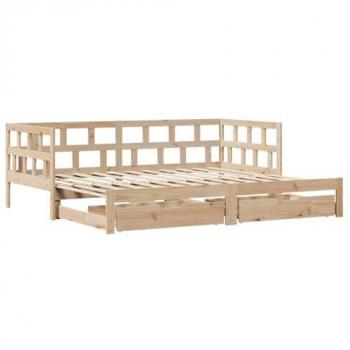 Sofá cama nido extraíble con cajones de madera maciza de pino 90x190 cm sin colchón