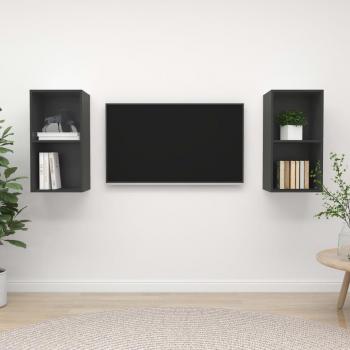 Gabinete gris de pared para TV de 2 piezas en conglomerado