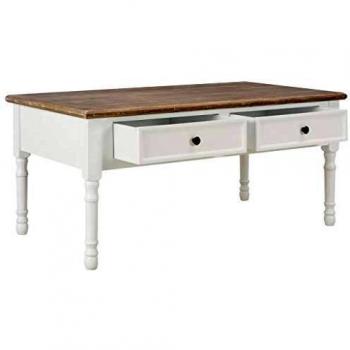 vidaXL Mesa de Centro de Madera Mobiliario Decoración Hogar Interior Toque de Estilo Elegante Moderno Duradera y Resistente Blanca 100x55x45cm