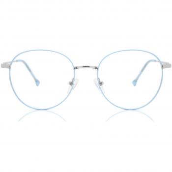 Oval Montura Completa Metálico Azul Armazones para Hombre - Gafas Recetadas Anti-Azules - SmartBuy Collection