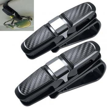 2 Pack Gafas Portátiles para Visor de Coche Sun, Gafas de sol Gafas de Montaje con Clip de Tarjeta de Boleto - Negro
