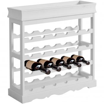 Rebecca Srl Estante Bodega de vino Botelleros 24 Botelles Madera Blanca Vintage Salon Cocina