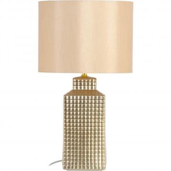 Lámpara de mesa Dorada de Cerámica y Algodón, 60 W, 220-240 V, dimensiones 36 x 36 x 46 cm