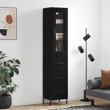 Aparador de madera contrachapada negro 34,5x34x180 cm vidaXL