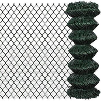 vidaXL Chain Link Fence Garden Patio Backyard Balcony Terrace Forest Mesh Fencing Barrier UV Resistant Edging Panel Border Steel 1x25m Green
