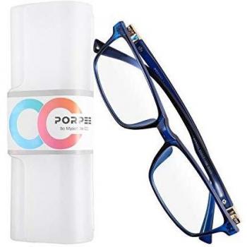 PORPEE Gafas de Filtro de Luz Azul, Gafas de Ordenador con Lente de Película Verde, Gafas Lectura Reduce Fatiga - 100% Protección UV/Radiacion - Marco Ultraligera de Moda
