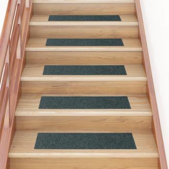 Alfombra rectangular autoadhesiva para escaleras 15 piezas 76x20 cm verde