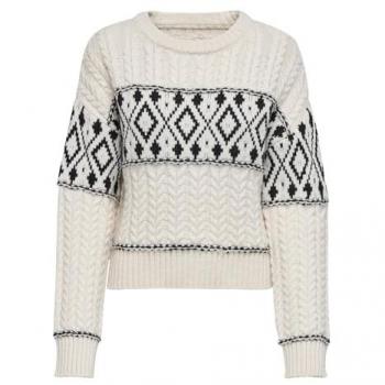 Suéter de punto regular fit 'MARENT' para mujer en color beige melange, talla XL