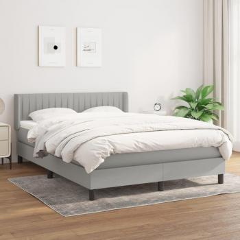 Cama Box Spring con Colchón de Tela Gris Claro 140x190 cm