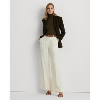 Lauren Ralph Lauren Women's Wide Leg Trousers, Triple Georgette, Off-White, Size M