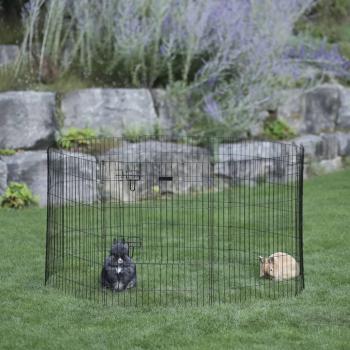 Kerbl Parque de Exterior para Mascotas, Revestimiento galvanizado Plateado, 8 Paneles, Dimensiones 78 x 57 cm, Incluye 1 Puerta