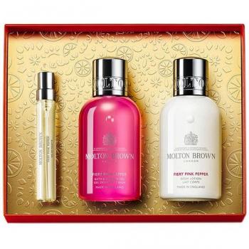 Molton Brown Fiery Pink Pepper 3-Piece Travel Gift Set - Eau de Toilette, Shower Gel, Body Lotion