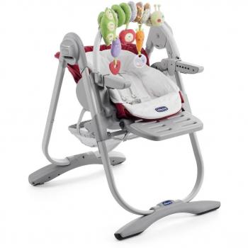 Chicco Polly Magic - Trona/hamaca compacta con barra de juegos, para niños de 0 a 3 años, 13 kg, color rojo