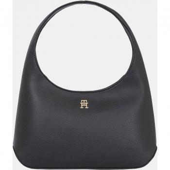 Bolso de hombro negro Tommy Hilfiger con logotipo metalizado para mujer