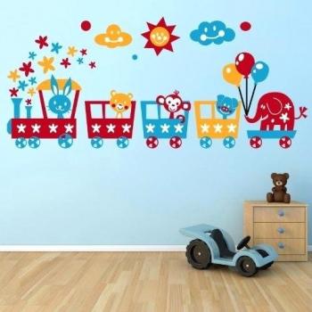 Pegatinas de pared a colori ''Trenino Animali - Train'' Vinyl Wall Stickers Decals