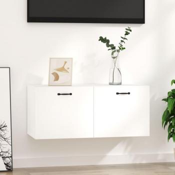 Armario de pared madera contrachapada 80x35x36,5 cm en color Negro, Gris hormigón y Blanco brillante - Mueble de Almacenaje Estantería para Oficina, Estudio y Dormitorio