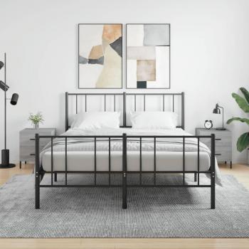 Mesitas de noche de madera multicapa Sonoma gris 40x35x47,5 cm (2 piezas)