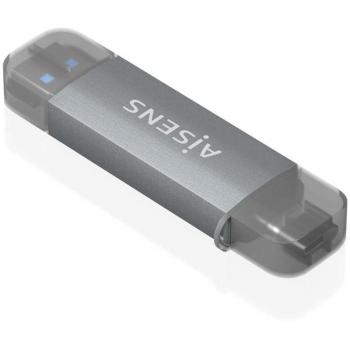Lector de tarjetas externo AISENS ASCR-2AC08-GR/ USB 3.1 - Compatible con SD, Micro SD, MMC, RS-MMC - Soporta USB 3.1 Gen1 - Compatible con Windows y Mac