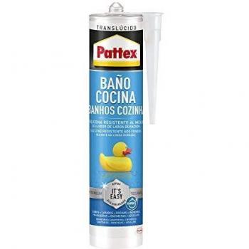 Pattex Baño y Cocina, silicona transparente resistente al moho, sellador impermeable para ducha, lavabo