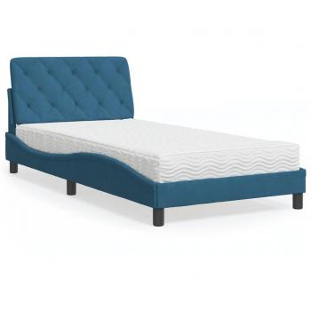 Cama con colchón terciopelo azul 100x200 cm Vidaxl