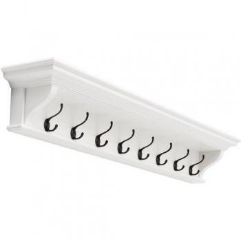 Halifax 130 cm White Mahogany Wood 8 Hook Coat Rack