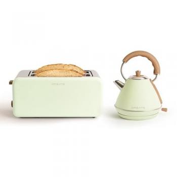 Pack Tostadora Retro Pequeña + Hervidor de Agua Retro 1L Verde Pastel