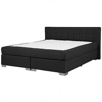 Cama Diván King Size Tapizada en Tela Negra 160 x 200 cm con Cabecero Acolchado y Colchón Admiral