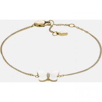 Pulsera Fossil Radiant Wings JF04425710 - Elegante diseño de mariposa en acero y nácar