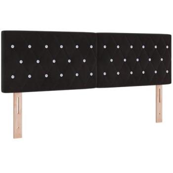 Cabecera LED con Luz de Tira y Botones de Cristal Negra 80 cm de Terciopelo