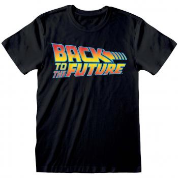 Camiseta Hombre Regreso al Futuro Logo Vintage Negra 100% Algodón Talla M