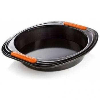 Le Creuset 941014000 Molde antiadherente redondo, Ø 20 cm, Libre de PFOA, Resistente a ácidos, Revestimiento de acero al carbono, Gris/Naranja