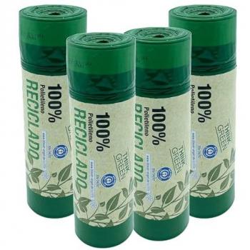 Bolsas de basura 100% recicladas con autocierre, capacidad 30L, 4 rollos de 20 bolsas (80 bolsas) tamaño 55x60 cm